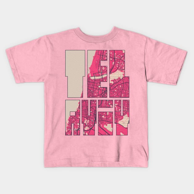 Tel Aviv, Israel City Map Typography - Blossom Kids T-Shirt by deMAP Studio